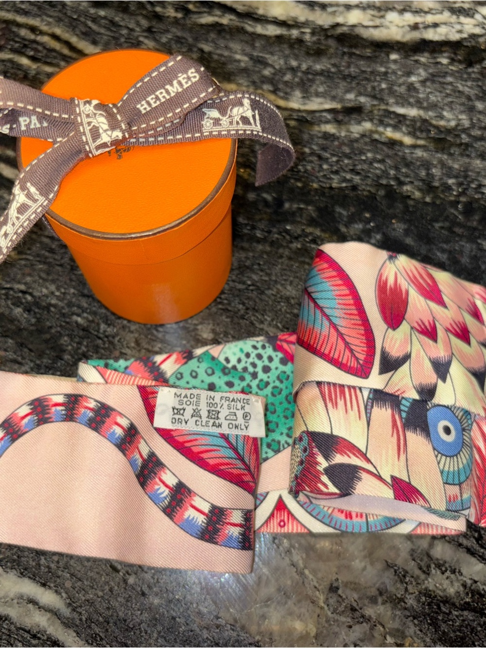 Pink Multicolor Kids Silk Scarf Hermes Twilly